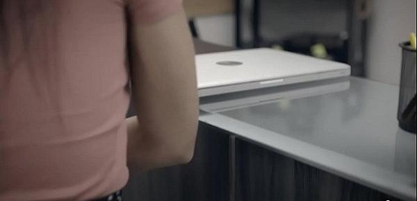  Technician stalks tall teen hottie through her computer